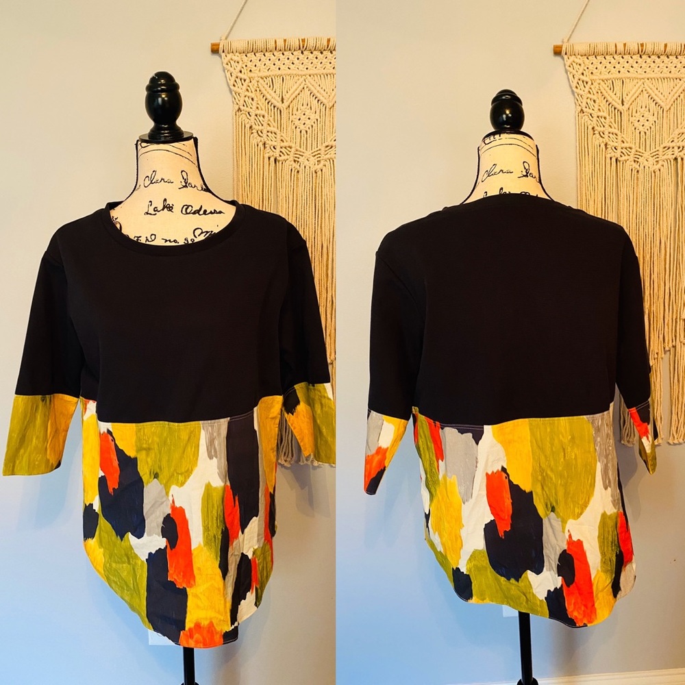 COS Navy Watercolor Top